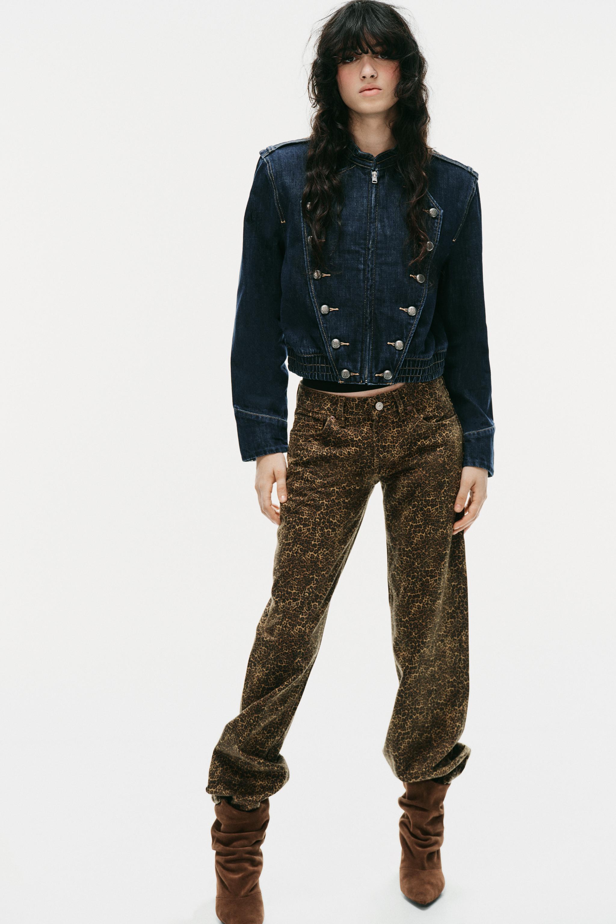 TRF ANIMAL PRINT LOW-RISE WIDE-LEG JEANS